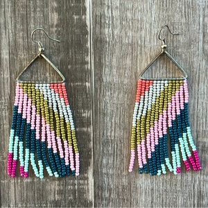 INK+ALLOY Seed Bead Earrings + Rainbow Beaded Fringe